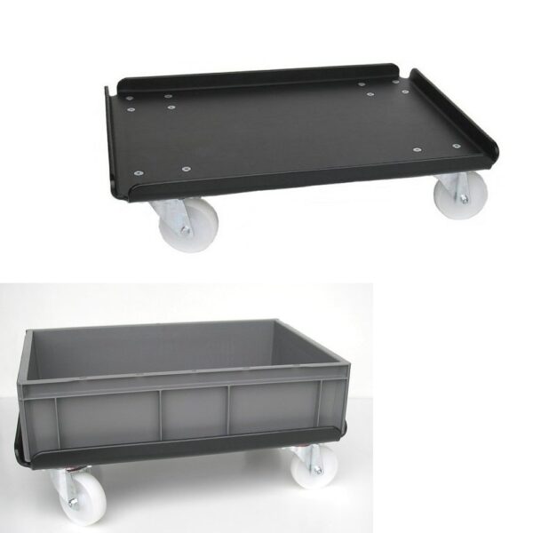 Dolley 600 x 400mm Euro Stacking Trays, BZP Castors, Black