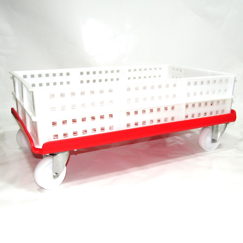 Dolley 30" x 18" Bakery Trays, Stainless Steel Castors, Red - Image 2